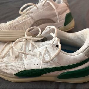 Puma White and Green basketball Athletic Sneakers